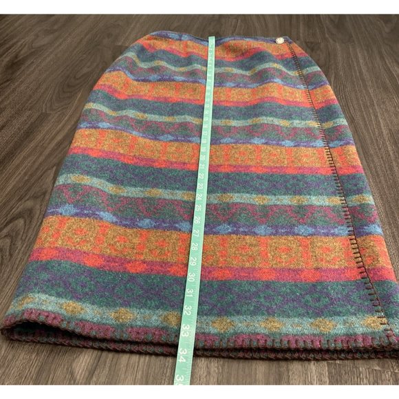 Vintage Preston & York Southwestern Aztec Navajo Blanket Wrap Blanket Skirt Sz 8 - Picture 8 of 9
